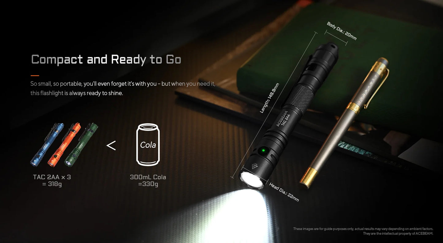 ACEBEAM TAC 2AA SFT25R LED - allsidig LED-lommelyk