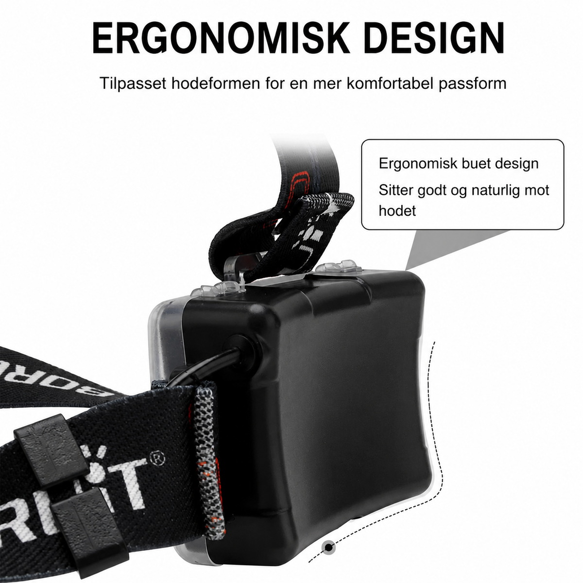 BORUiT RJ-2166 hodelykt med ergonomisk utformet batteriboks