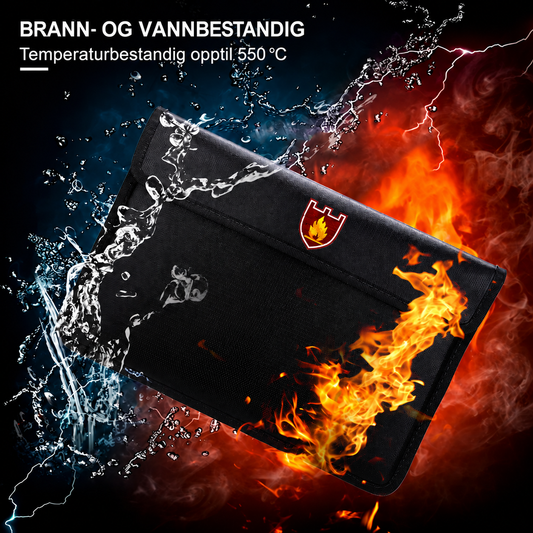Signalbeskyttende mappe med brann- og vannbestandig utførelse