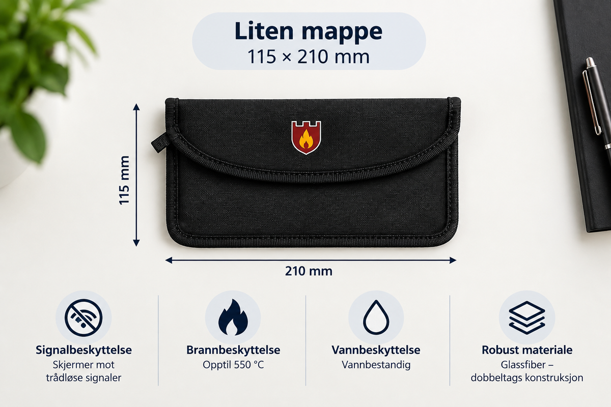 Liten signalbeskyttende mappe 115 × 210 mm