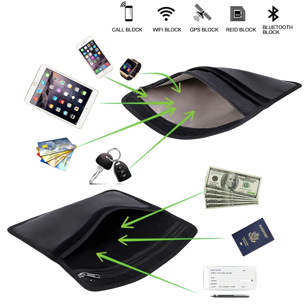 Signalbeskyttende mappe for skjerming av mobil-, WiFi-, GPS-, RFID- og Bluetooth-signaler